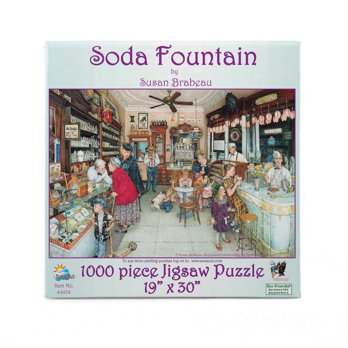 SUNSOUT INC - Soda Fountain - 1000 pc Jigsaw Puzzle by Artist: Susan Brabeau - Finished Size 19" x 30" - MPN# 44274