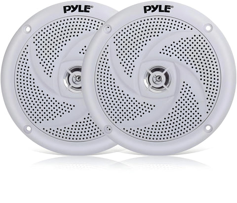 PYLE Marine Speakers - 5.25 Inch 2 Way Waterproof and Weather Resistant Outdoor Audio Stereo Sound System with 180 Watt Power and Low Profile Slim Style - 1 Pair - PLMRS5W (White)