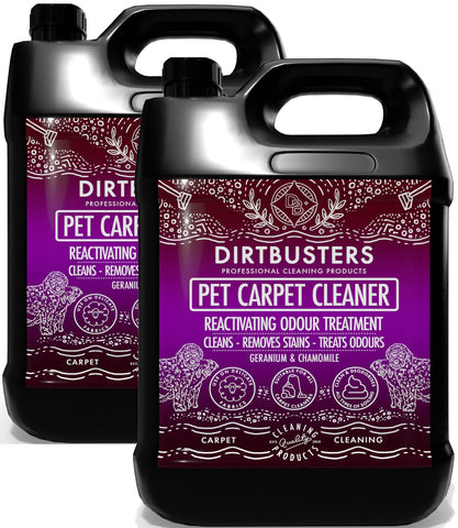 Dirtbusters Pet Carpet Cleaner Shampoo, Cleaning Solution For Odour, Urine & Stains, Geranium & Chamomile (2x5L)