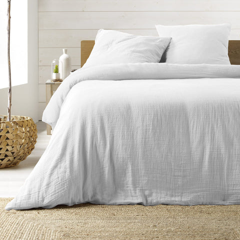 Douceur d'IntÃ©rieur, Angelia 3-Piece Bedding Set 260 x 240 cm Double Gauze Cotton White 100% Cotton Twin XL