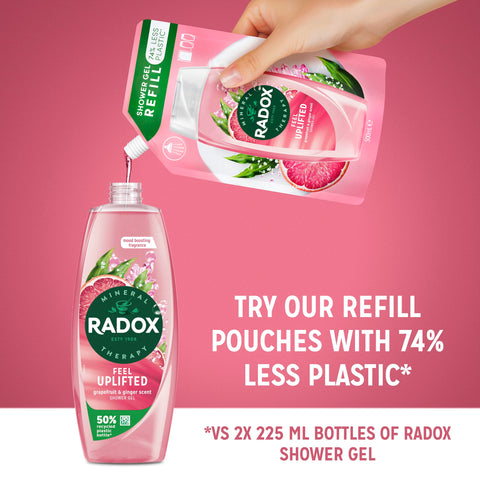 Radox Mineral Therapy Feel Uplifted Shower Gel with Grapefruit & Ginger Scent - 225 ml (Pack of 6)