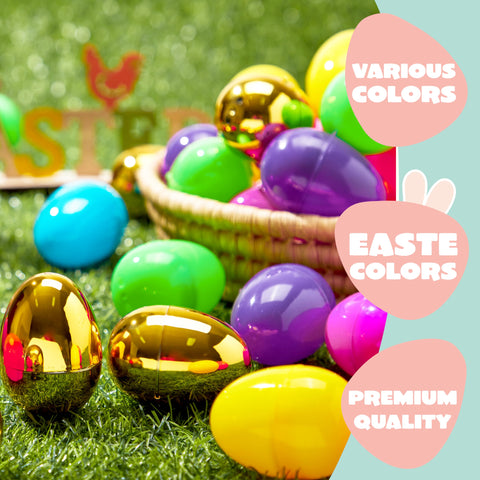 JOYIN 144 Pieces 2.3" Easter Eggs + 6 Golden Eggs for Filling Specific Treats, Easter Theme Party Favor, Easter Hunt, Basket Stuffers Filler, Classroom Prize Supplies Toy
