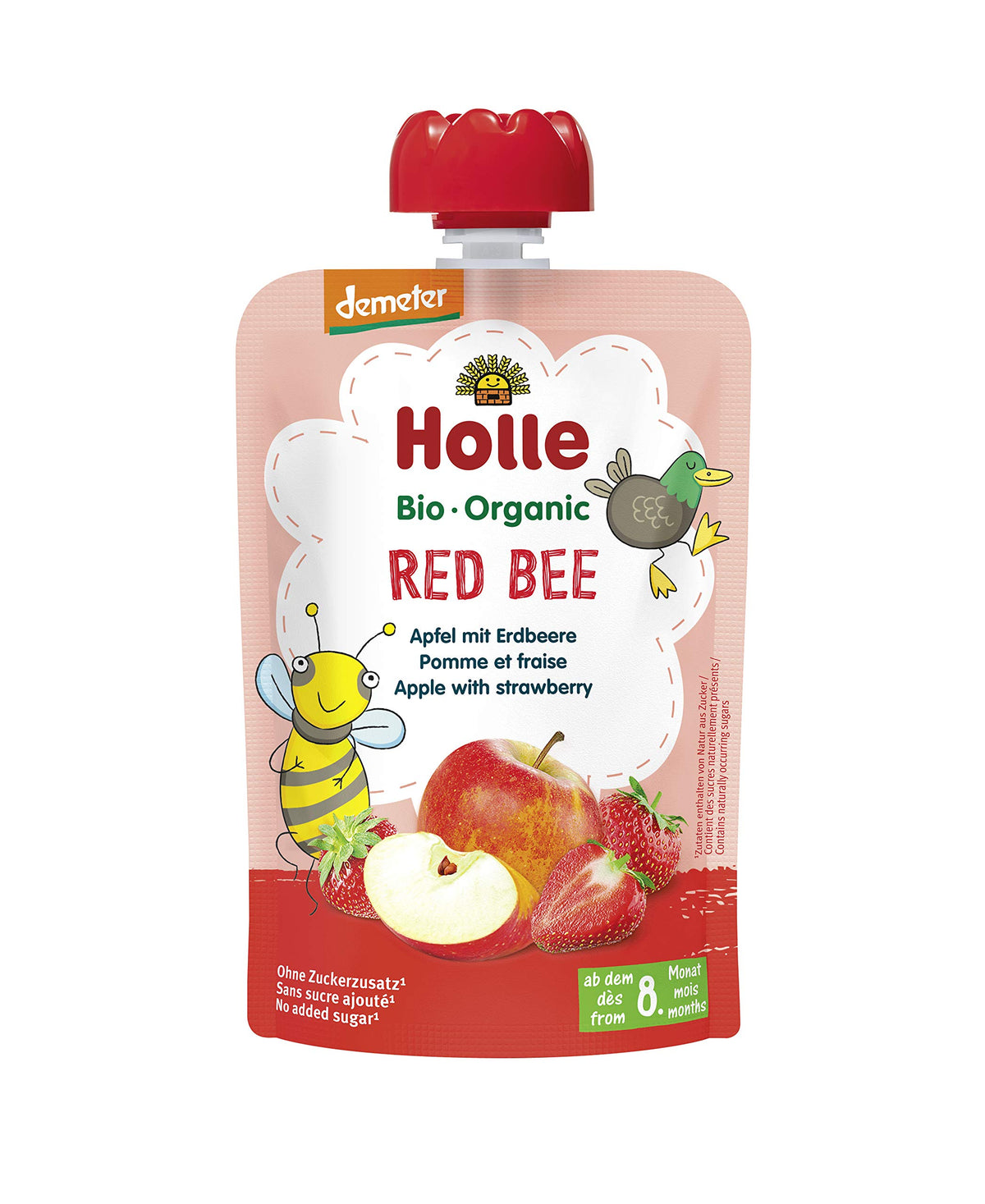 Holle Red Bee - Pouch apple with strawberry, pack of 12
