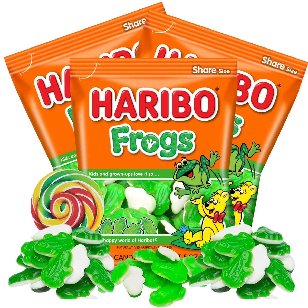 Frogs Gummy Candies, Frog Shaped Fruit Flavored Gummies Individual Packs of Candy for Pinatas and Birthday Parties, Pack of 3