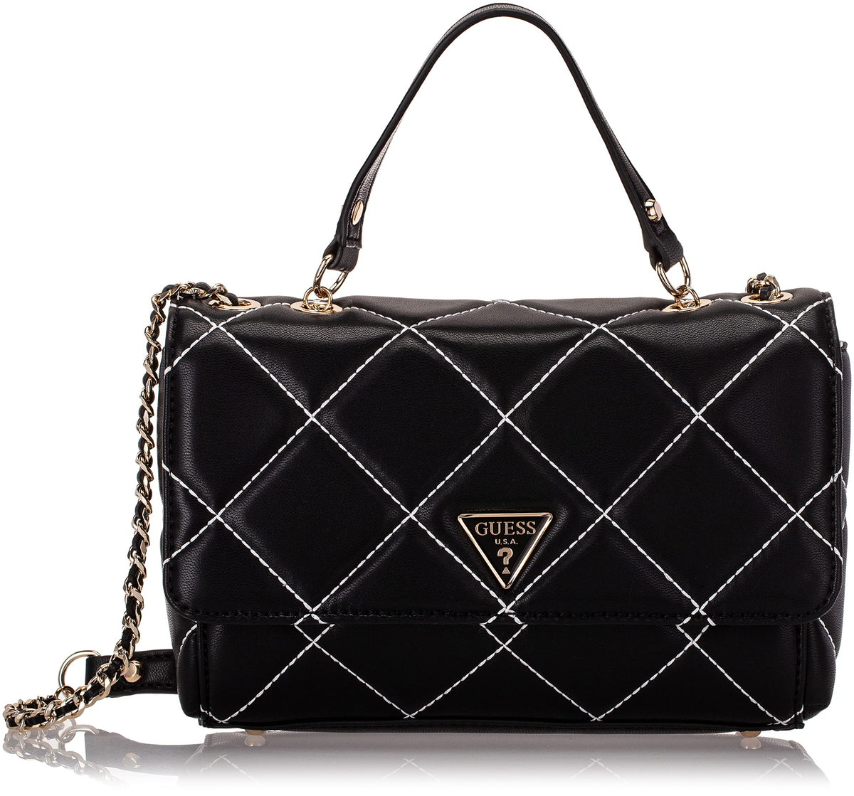 GUESS womens Cessily Convertible Crossbody Flap, Black Multi, one size US
