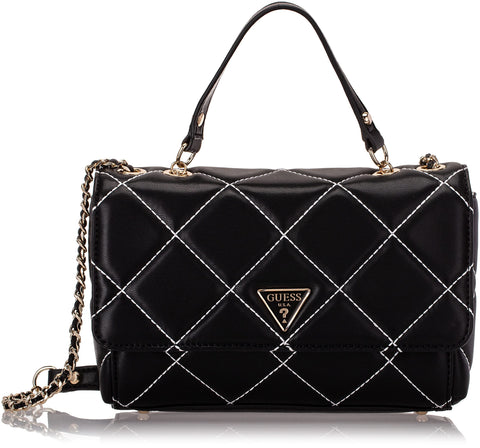 GUESS womens Cessily Convertible Crossbody Flap, Black Multi, one size US