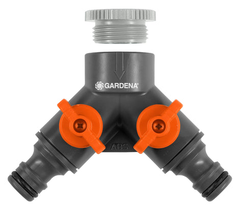 Gardena 940 (936) - 2-way tap valve - 21 mm - G 1/2 inch or 26.5 mm - silver