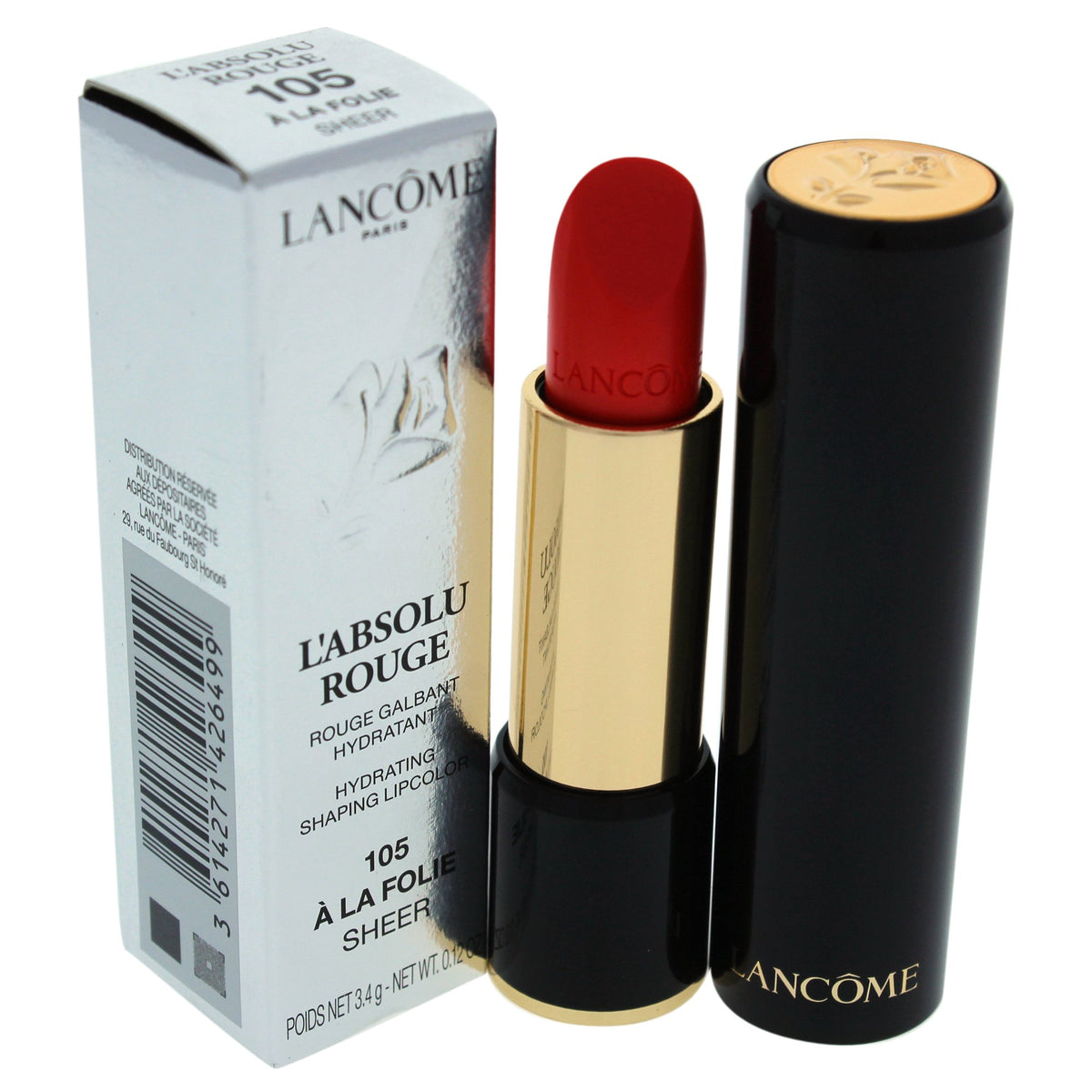 Lancome LAbsolu Rouge Hydrating Shaping Lipcolor - # 105 A La Folie/Sheer For Women 0.12 oz Lipstick