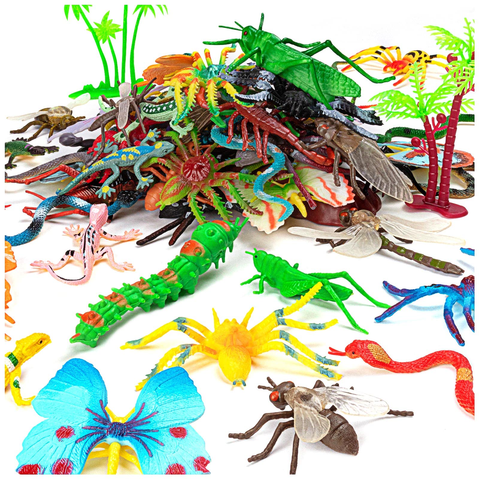 76Pcs Mini Plastic Bugs Set Plastic Insects Bugs Toy for Kids Fake B