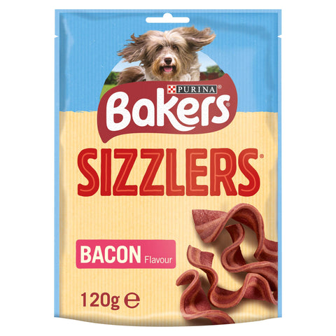 Bakers Sizzlers Dog Treats Bacon 120g - Case of 6 (720g)