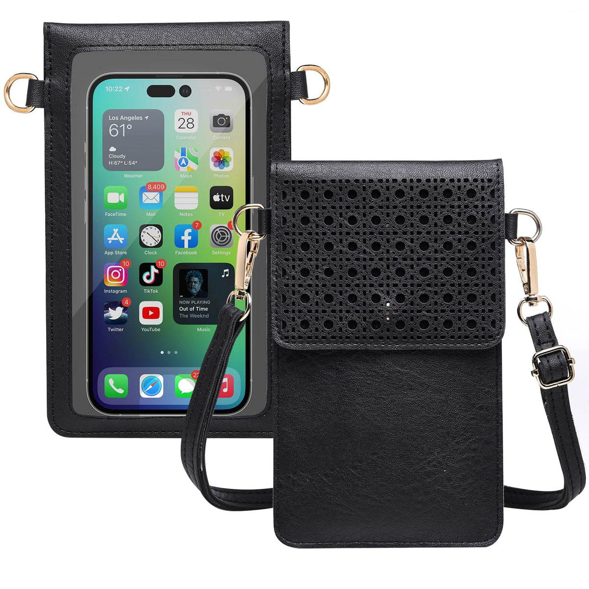 AnsTOP Crossbody Cell Phone Purse for Women, Gift for Clear Crossbody Bag for Women Mini Phone Pouch Purse, Black, S