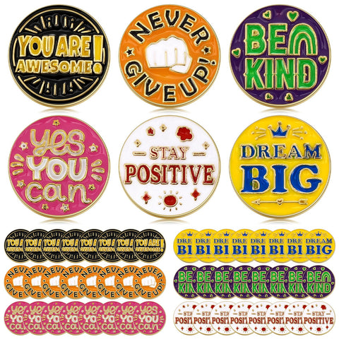 Zeyune 48 Pcs Recognition Pins Employee of the Month Lapel Pin 3/4 Inch Employee Appreciation Pins Enamel Pins Team Gift for Award Employees Staff Bulk(Inspirational Style)