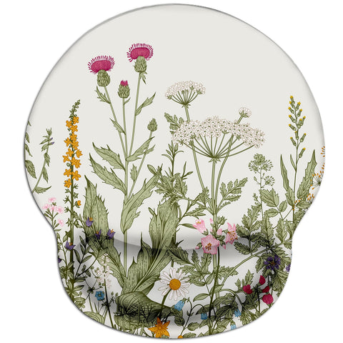 Jakayla Flower Plants Cute Mouse Pad Wrist Support, Ergonomic Mouse Pad Fancy Pattern with Non-Slip Rubber Base, Waterproof Smooth Mousepad with Wrist Rest for Women Gaming Working Computers
