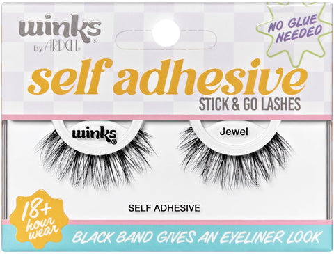 Ardell Winks Self Adhesive Lashes, Jewel, Easy-to-Apply, Lightweight, Full-Volume Flare, No Glue Needed, 1-pair