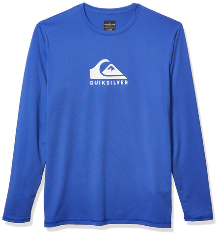 Quiksilver Men's Standard Solid Streak Long Sleeve Rashguard UPF 50 Sun Protection Surf Shirt, Dazzling Blue, XX-Large
