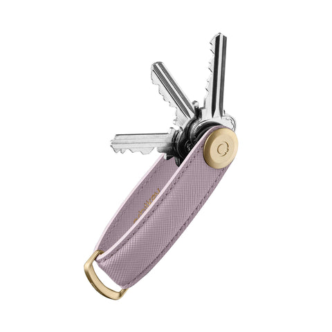 Orbitkey Saffiano Leather Key Organizer, Lilac | Holds up to 7 Keys