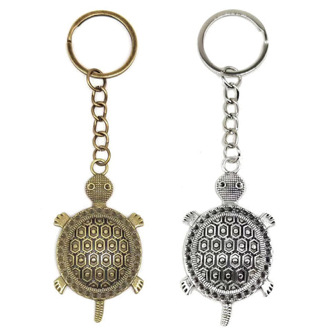 Teegxddy Key Ring with Turtle Pendant, Stainless Steel Pendant, Turtle Key Ring, Cute Turtle Key Ring, Love Lucky Charm Tortoise as a Gift for Lover, 2 Pieces, brown, M