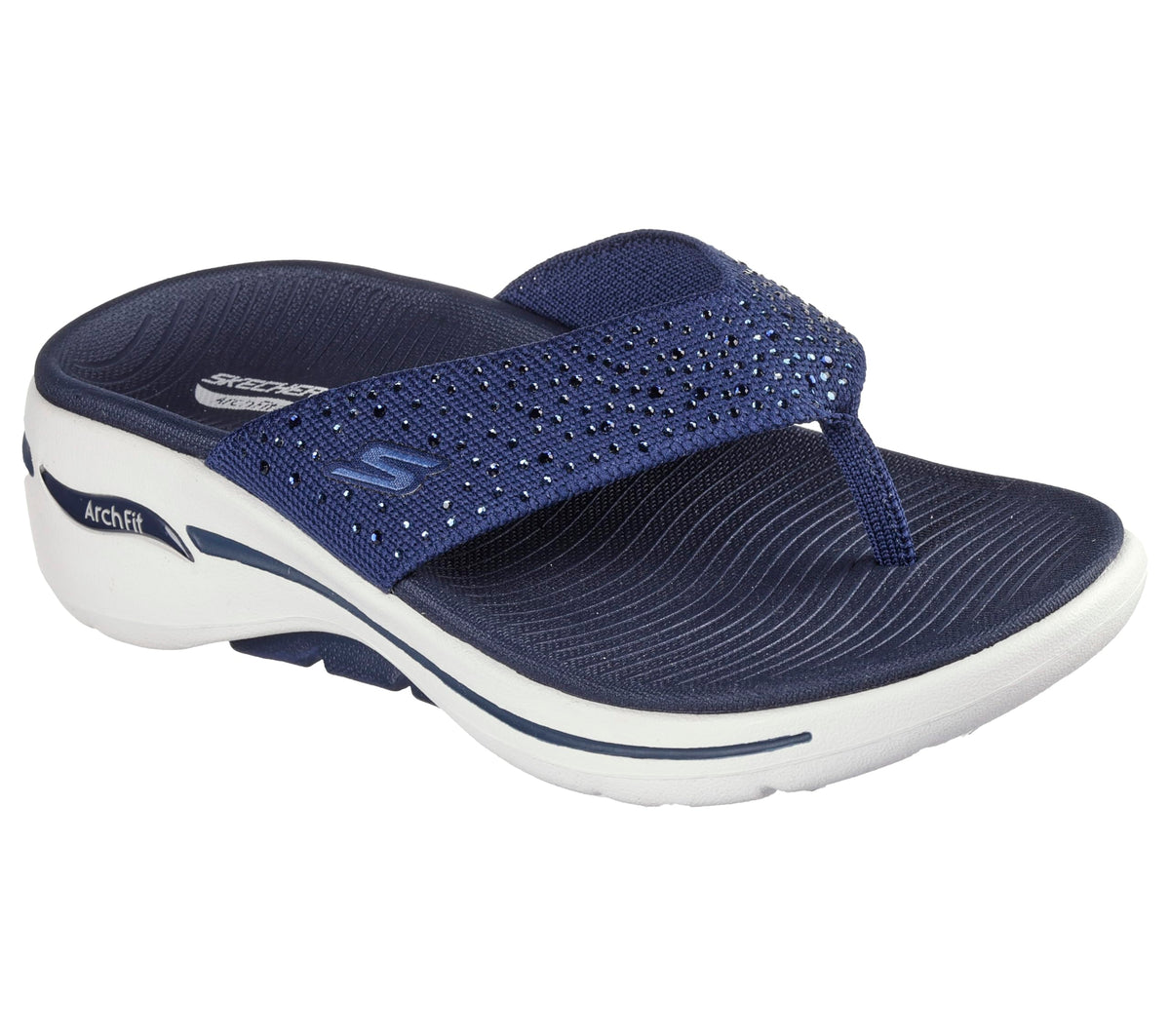 Skechers Women's Flip-Flop, Navy/White, 10