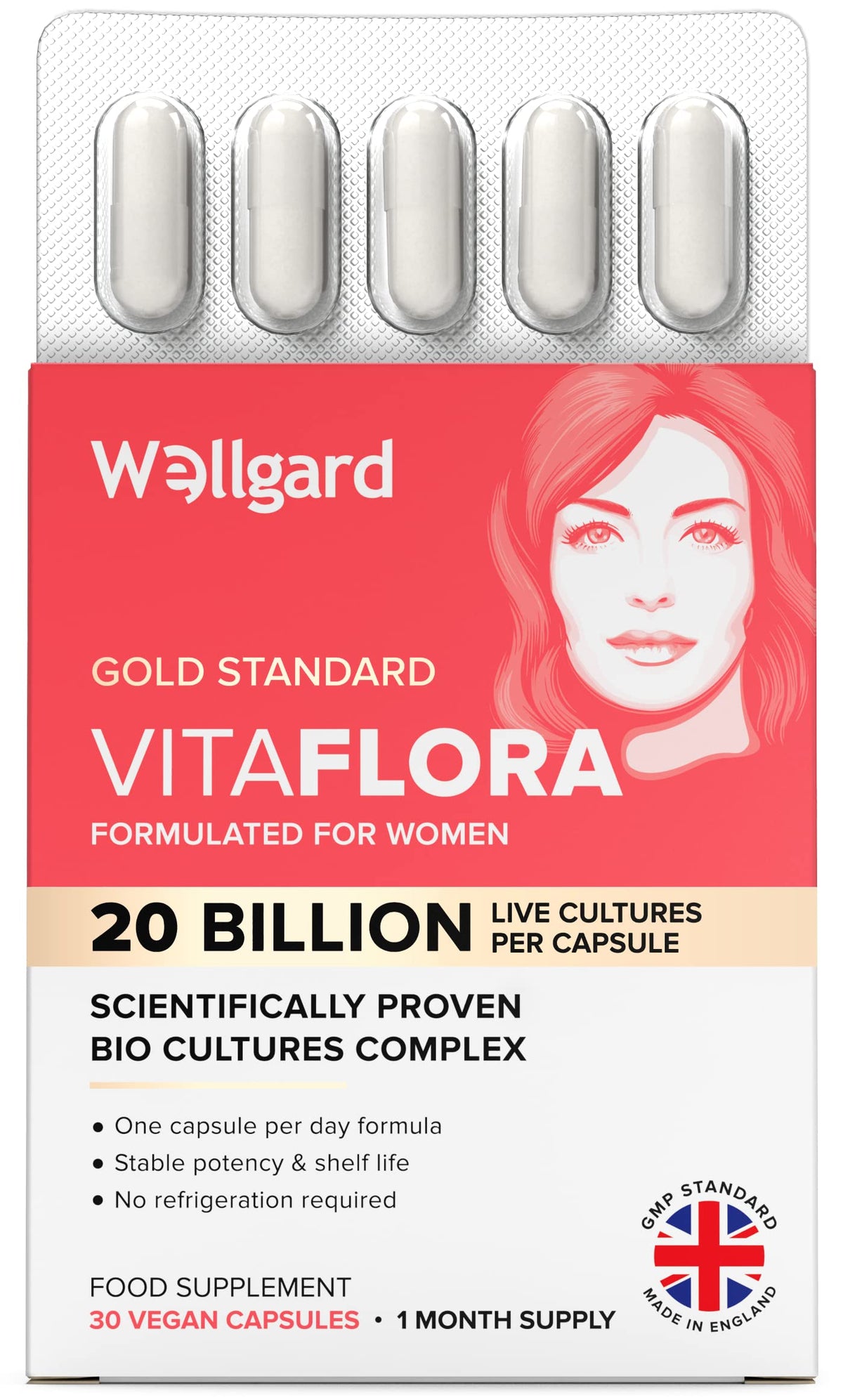 Wellgard Vitaflora Probiotics for Women - Scientifically Proven Bio Cultures for WomenÃƒÆ’Ã†â€™Ãƒâ€šÃ‚Â¢ÃƒÆ’Ã‚Â¢ÃƒÂ¢Ã¢â€šÂ¬Ã…Â¡Ãƒâ€šÃ‚Â¬ÃƒÆ’Ã‚Â¢ÃƒÂ¢Ã¢â€šÂ¬Ã…Â¾Ãƒâ€šÃ‚Â¢s Intimate Flora, 30 Capsules, Made in UK