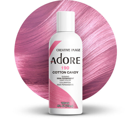 Adore Semi Permanent Hair Color - Vegan and Cruelty-Free Hair Dye - 4 Fl Oz - 190 Cotton Candy (Pack of 1)