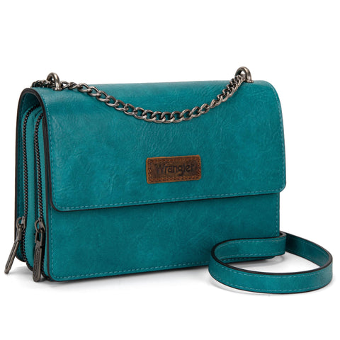 Wrangler CrossBody Purse for Women Western Small Clutch Wallet Trendy Shoulder Bag with Chain Strap Gift Turquoise WG149-236TQ
