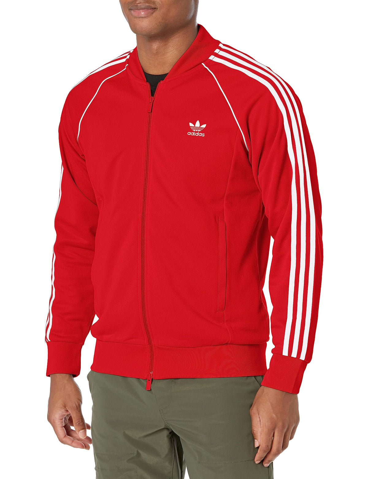 adidas Originals Men's Adicolor Classics Superstar Track Top, Better Scarlet/White, Medium