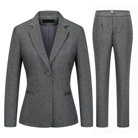 MODFUL Women's 2 Piece Business Suit Pant Set Slim Fit One Button Blazer Jacket Lady Work Suit for Office (Grey,XX-Large)