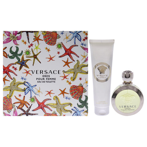 Versace Eros Pour Femme by Versace for Women - 2 Pc Gift Set 3.4oz EDT Spray, 5oz Luxury Body Lotion
