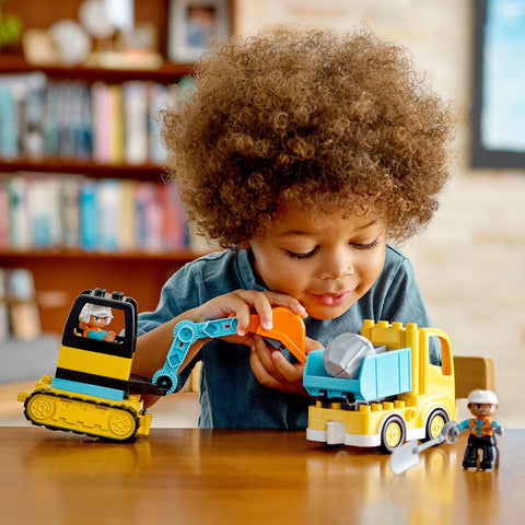 LEGO DUPLO Town Truck & Tracked Excavator Construction Vehicle 10931 Toy for Toddlers 2-4 Years Old Girls & Boys, Fine Motor Skills Development and Learning Toy