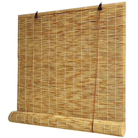 LLPEIJIE026 Natural Reed Blinds,Bamboo Roller Blinds Reed Curtain,Retro Lifting Roman Blinds,Light Filtering Roll Up Blinds,Indoor/Outdoor/Garden/Window Curtain Sun Shade,Custom (18x32in(45x80cm))