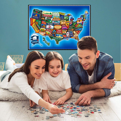 Ynybusi Jigsaw Puzzles, Puzzles for Adults 1000 Pieces - Art Puzzles for Kids Ages 3-5,4-8 Party & Family Games, 27.5''L x 19.75''W (Map)