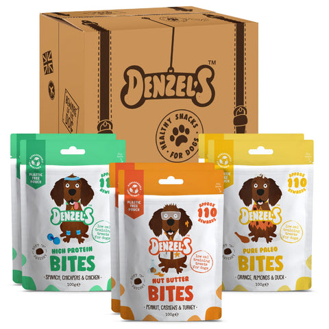 Denzel's All Natural Dog Treats - Training Bites - Meat Variety Pack (6 x 100g)