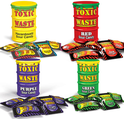Toxic Waste Mix 4 Pack Bundle - Tubs with Variety of Flavours - Fruit Flavour Sweet - Summer Treats or Party