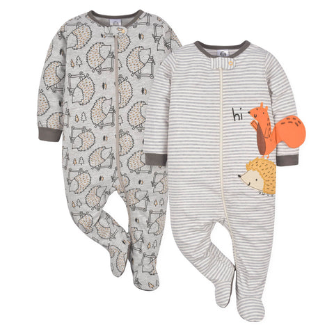 Gerber Baby Boys' 2-Pack Sleep 'N Play (Hedgehog & Squirrel, 0-3 Months)