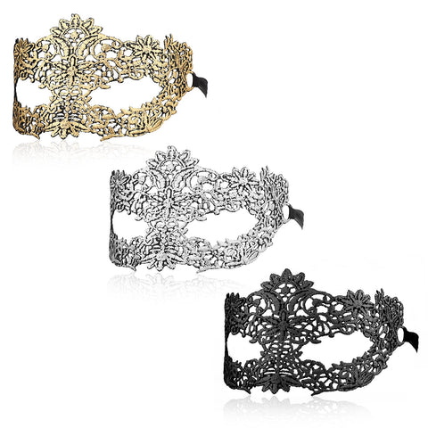 WLLHYF Adult Masquerade Mask Mysterious Fun Lace Masks for Couples Women Men Lace Headpiece Disguise for Costumes Party Ball Prom Cosplay Photo Shoot (gold/black/silver)