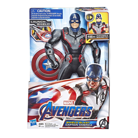 Avengers Marvel Endgame Shield Blast Captain America 13"-Scale Figure Featuring 20+ Sounds & Phrases