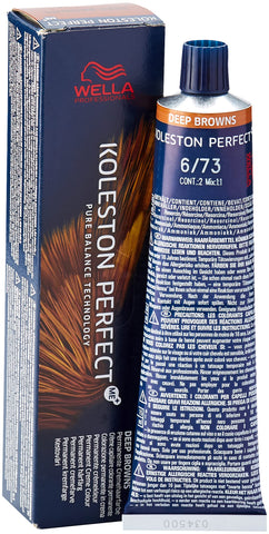 Wella Koleston Perfect Me+ Deep Brown Permanent Hair Colour Cream, No. 6/73 Dark Blonde Brown-Gold, 60 ml