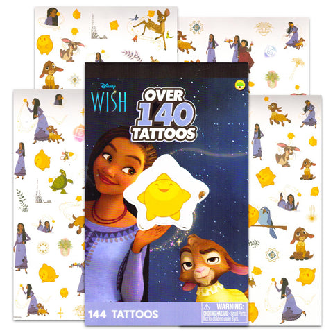 Disney Wish Temporary Tattoo Set - Disney Wish Party Favors Bundle - 140+ Temporary Tattoos for Goodie Bags and More Plus Bonus Stickers | Disney Wish Party Supplies