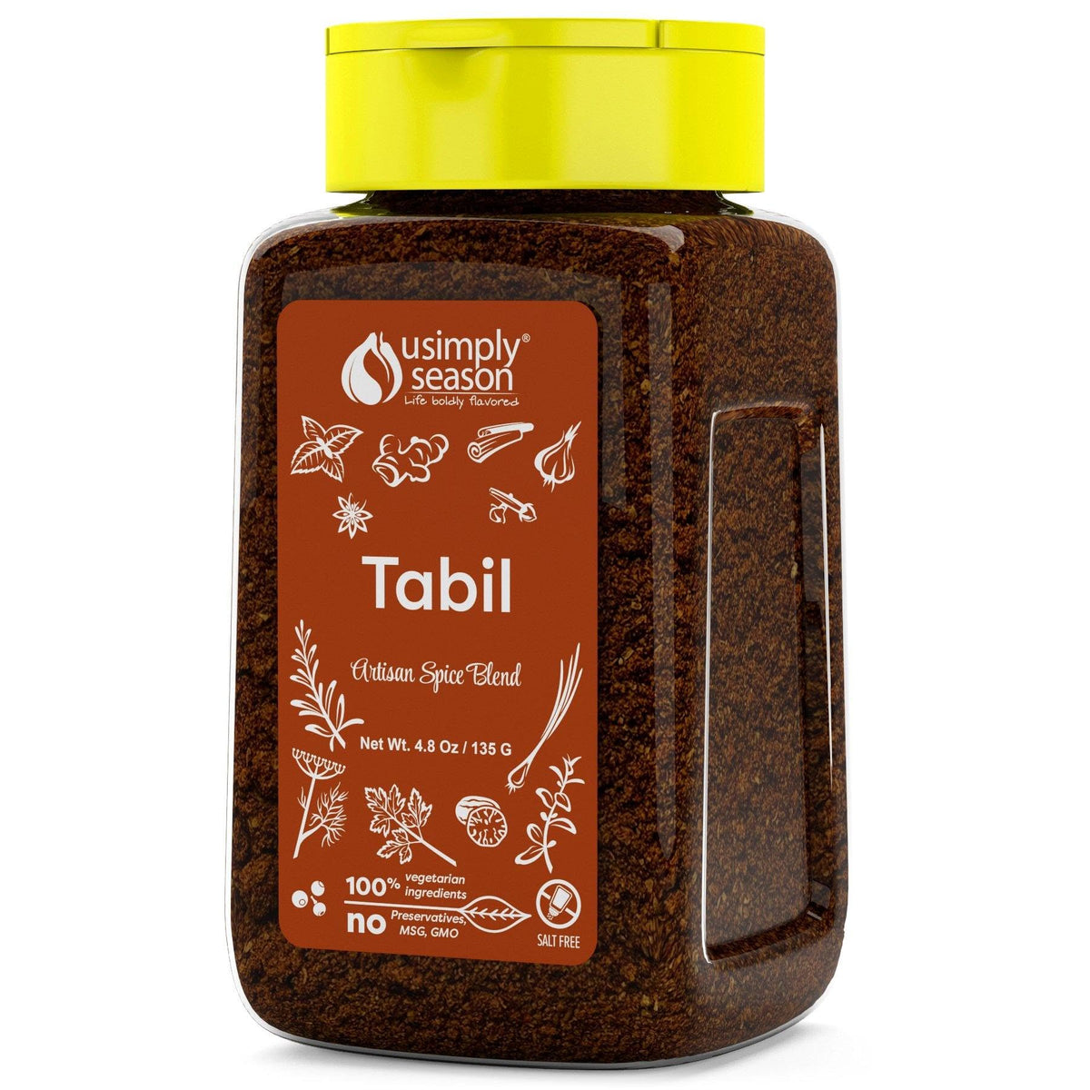 USimplySeason Tabil Spice (4.8 oz) - Tunisian-Inspired Blend for Robust Flavors, Ideal for Meat, Fish, and Vegetables - No Salt, Vegan, Non-GMO, Made in USA