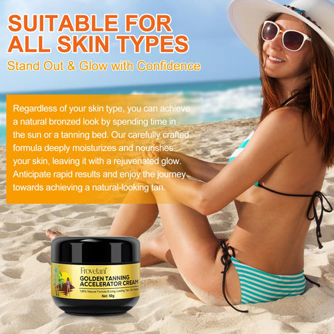 Tanning Accelerator Cream, Golden Tan Accelerator for Outdoor Sun and Tanning Beds, Natural Ingredients Tanning Cream for Sunbeds & Outdoor Sun, Achieve a Natural Tan Skin (50g)