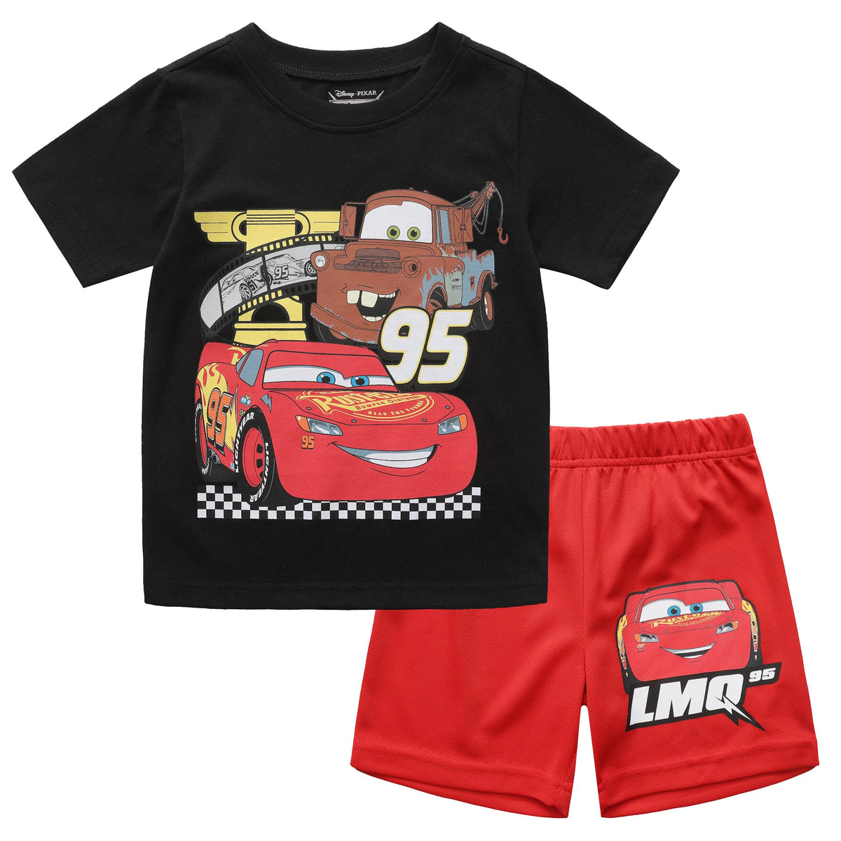 Disney Cars Lightning McQueen Boys Short Sleeve T-shirt and Shorts Set for Toddler and Big Kids
