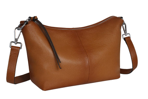 Iswee Shoulder Purse Tote Bag with Pockets Handbag Satchel Crossbody Bags Top Handle Designer Leather Purses for Women, Sorrel, M
