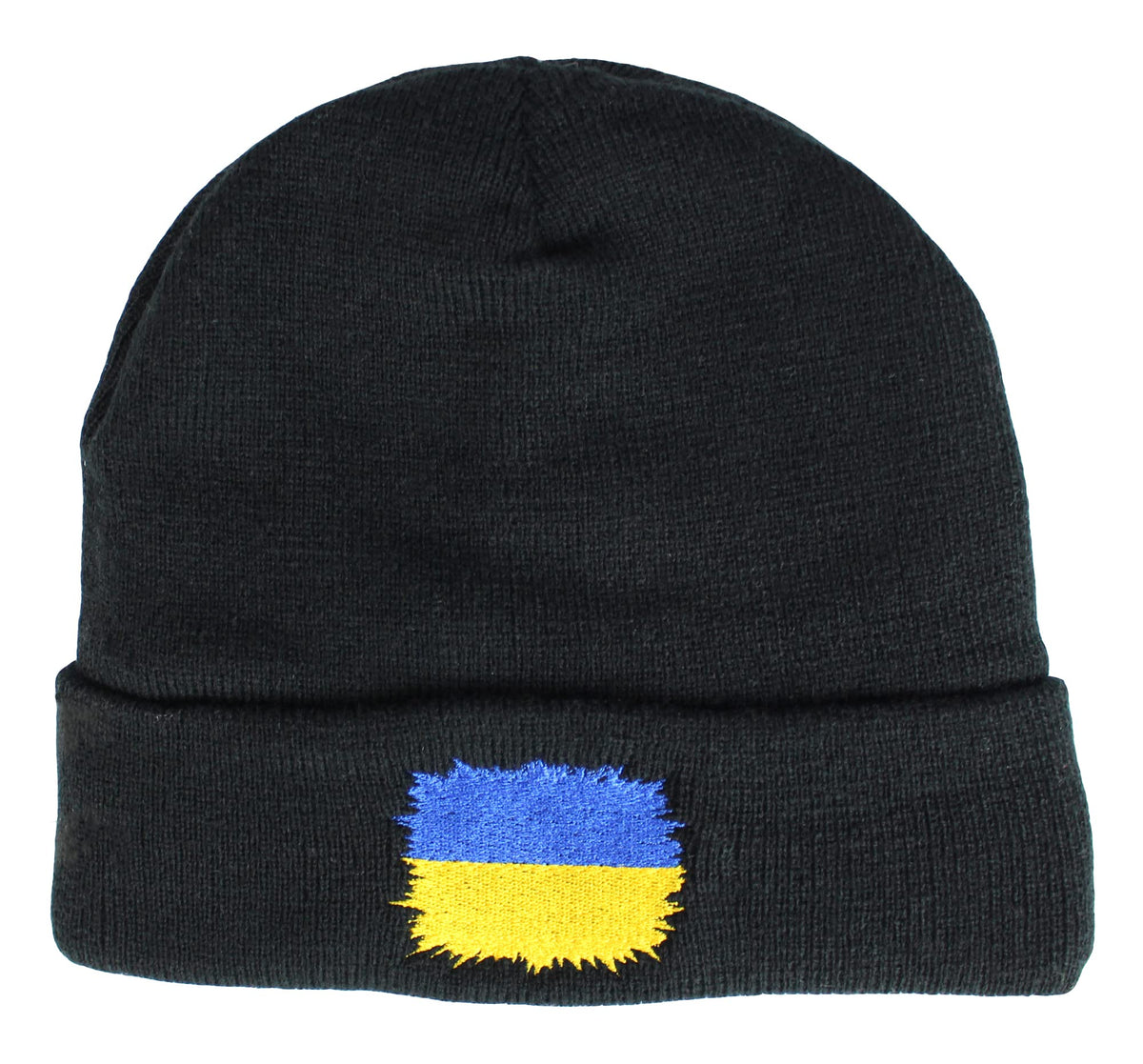 TeddyTs Mens Ukraine Flag Thermal Sports Black Beanie Hat, One Size