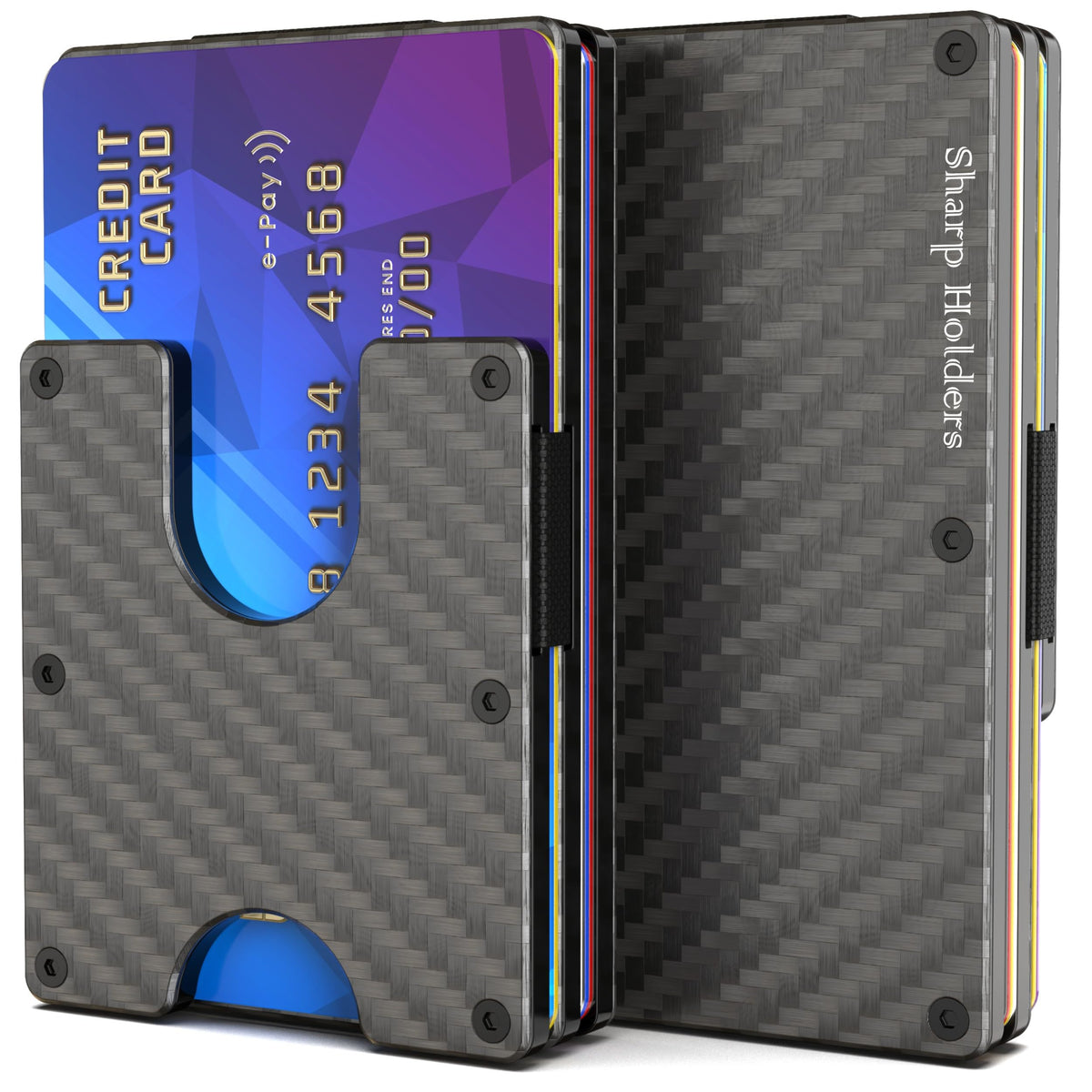 Metal Wallets for Men - Slim Wallet, RFID Blocking, Compact, and Durable - Ideal for Travel with a Money Clip and Card Holder - Minimalist and Cool EDC Metal Design, Carbon fiber