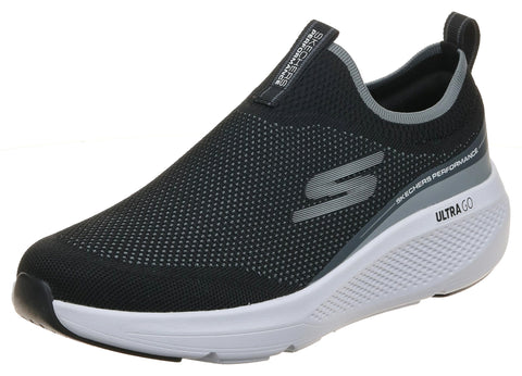 Skechers Men's GO Run Elevate Trainers, Black and White Textile Synthetic, 10
