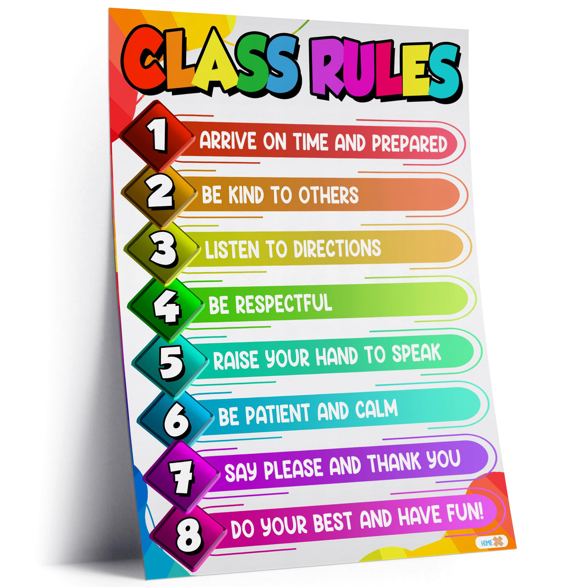 16''x24'' Classroom Rules Poster and Expectations, Motivational Educational Poster for Back-to-School Classroom Decorations and Teacher Supplies, Suitable for All School Levels