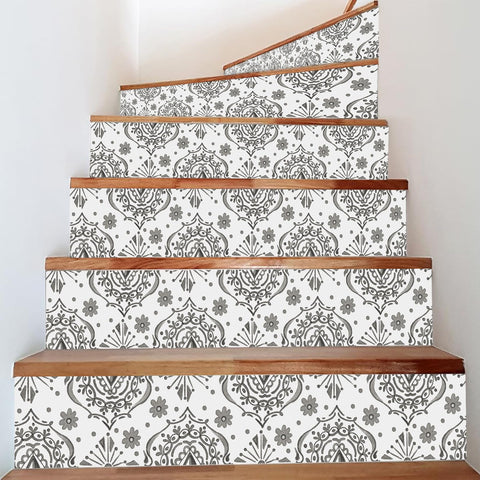 ANHUIB Pack of 6 Stair Stickers, Self-Adhesive, Retro Stair Stickers, Bathroom, Kitchen Wallpaper, Stair Climber Sticker, Waterproof Wall Sticker for Kitchen, Bathroom, Removable Wallpaper Home