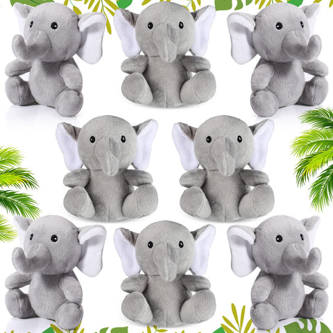 HyDren 8 Pcs Plush Mini Elephant Stuffed Animal Toys 4 Inches Cute Soft Forest Elephant Toys for Baby Shower Birthday Party Christian Charity Donation Supplies(Grey)