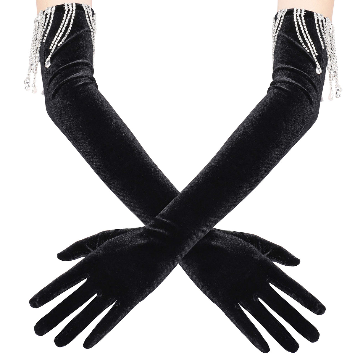 BABEYOND Long Opera Party Gloves 20s Flapper Gatsby Accessories Velvet Stretchy Elbow Gloves