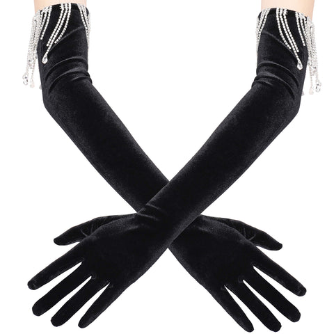 BABEYOND Long Opera Party Gloves 20s Flapper Gatsby Accessories Velvet Stretchy Elbow Gloves
